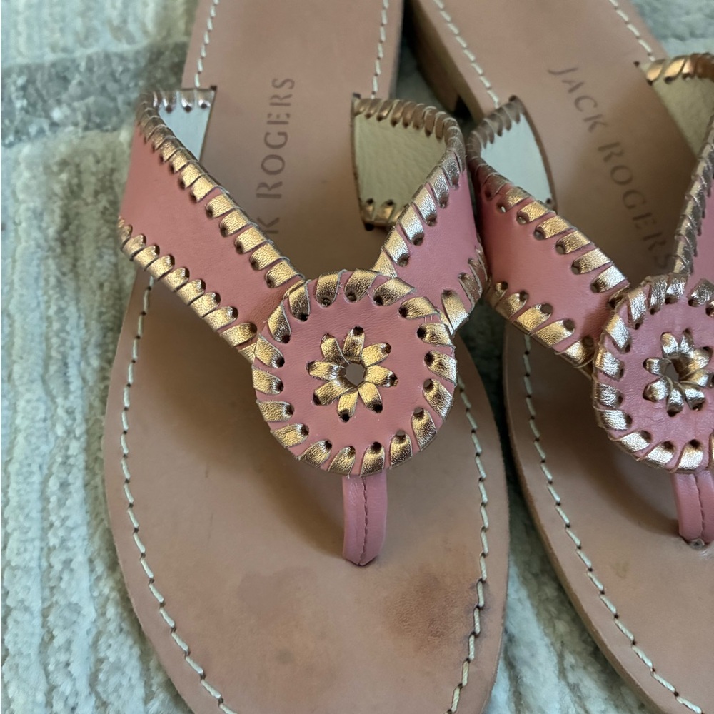 Jack Rogers Ro Leather Sandal in Pink and Rose Gold - Picture 3 of 5